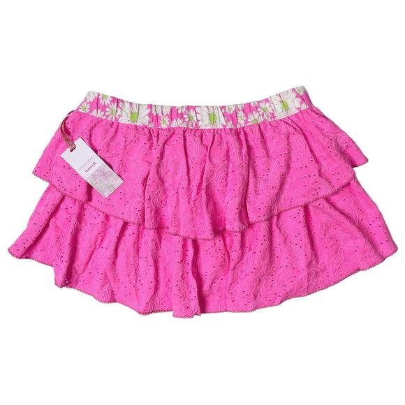 LoveShackFancy Cotton Candy Pink Eyelet Paisley Tiered Skirt S NWT - Picture 4 of 6